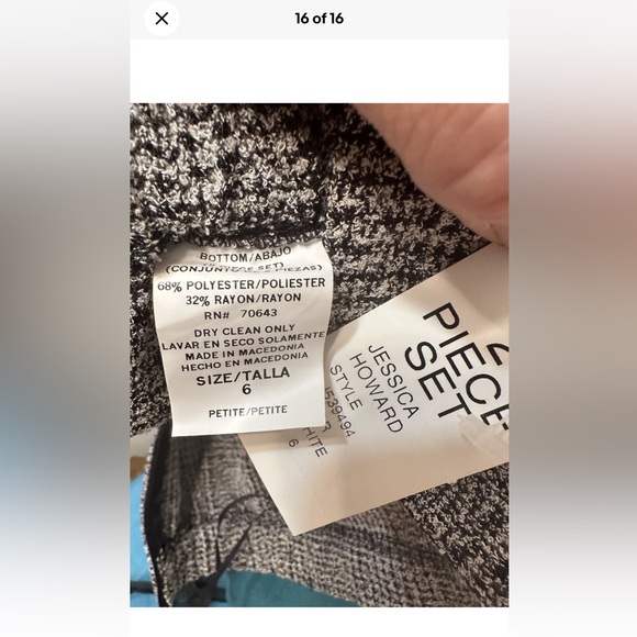 Jessica Howard Petite Black White Tweed Unlined 2 Piece Long Skirt Suit Size 6P. - Picture 15 of 16